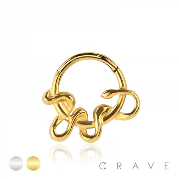 316L SURGICAL STEEL SNAKE SEPTUM HINGED SEGMENT HOOP RING